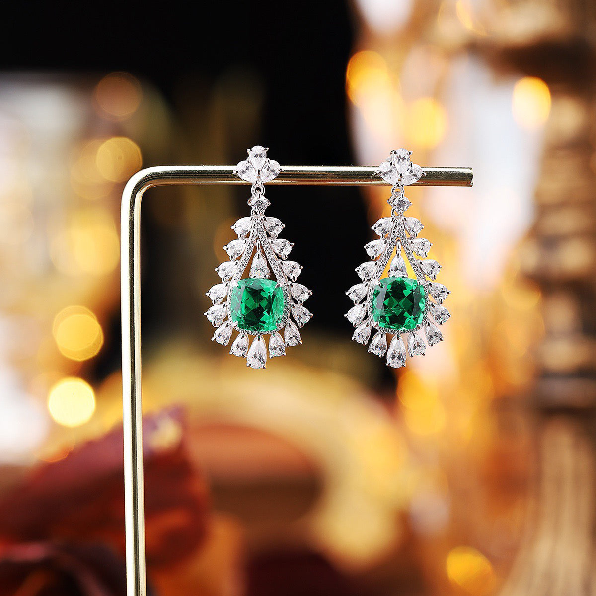 s925 sterling silver lab paraiba/emerald/sapphire/ruby & cz diamond earrings