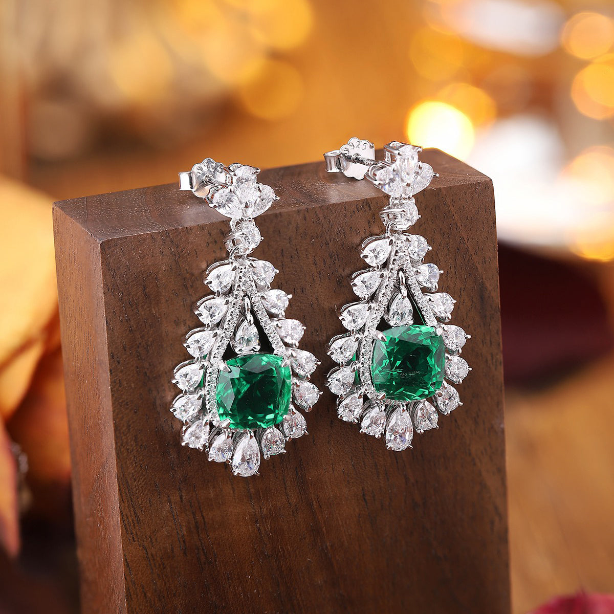 s925 sterling silver lab paraiba/emerald/sapphire/ruby & cz diamond earrings