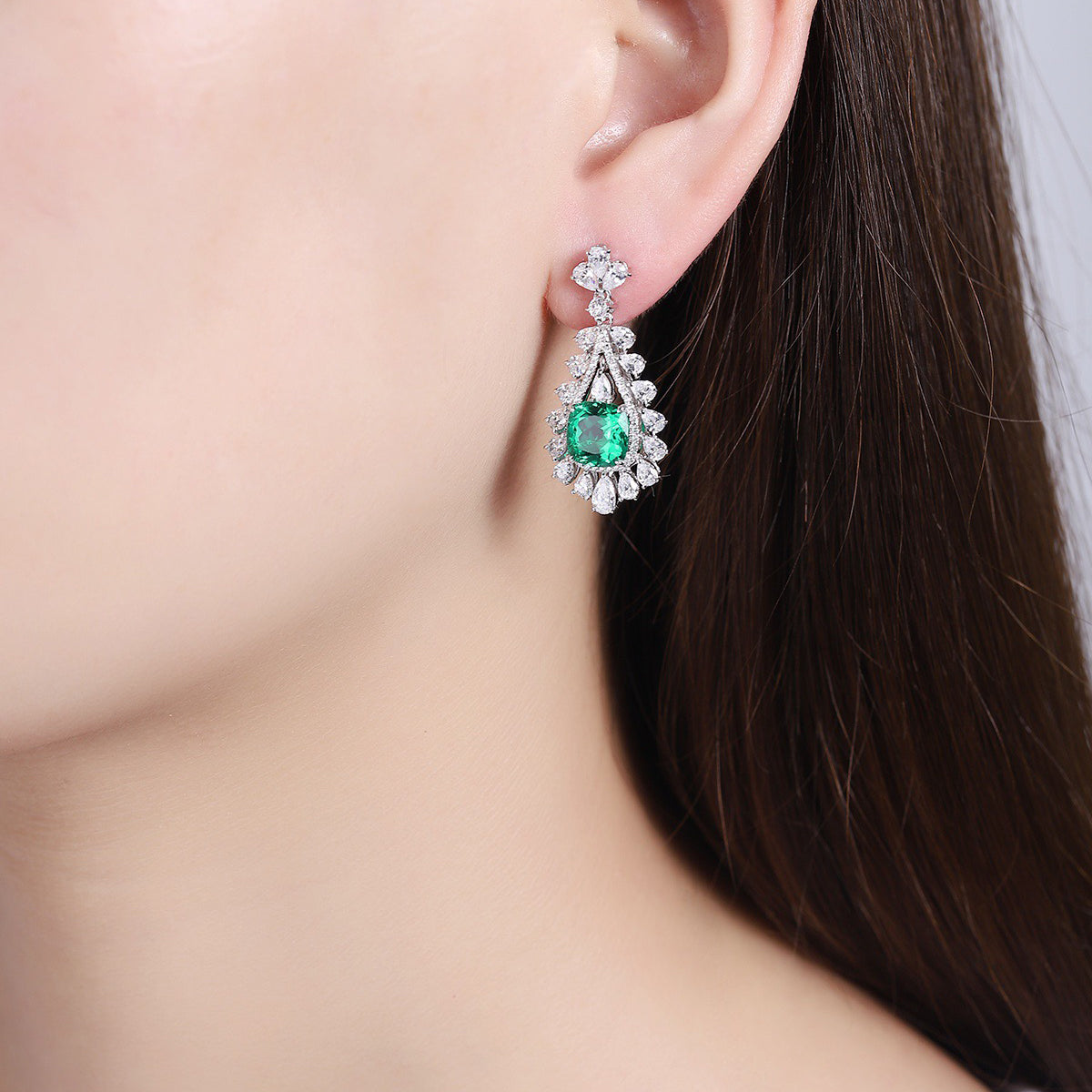 s925 sterling silver lab paraiba/emerald/sapphire/ruby & cz diamond earrings