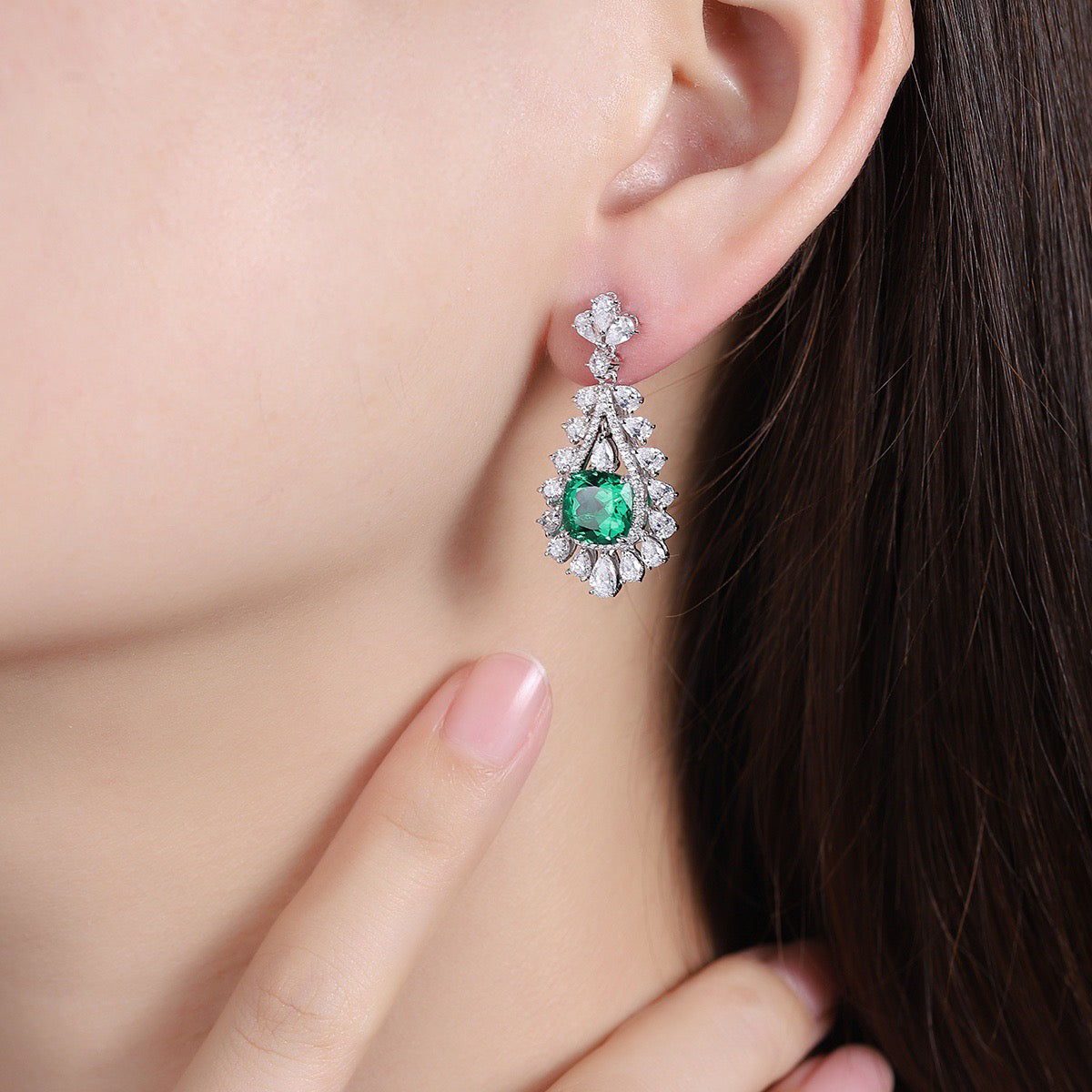 s925 sterling silver lab paraiba/emerald/sapphire/ruby & cz diamond earrings