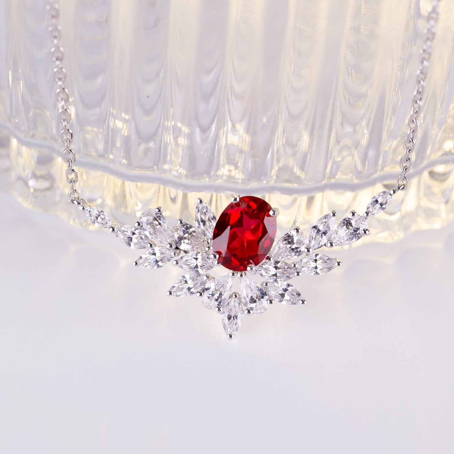 s925 sterling silver lab ruby/sapphire/emerald/paraiba/cobalt spinel & cz diamond necklace