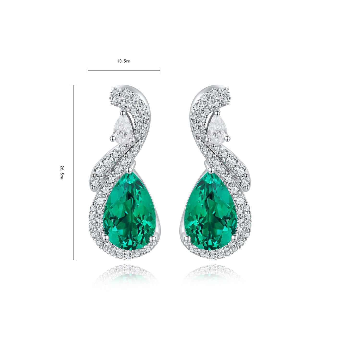 s925 sterling silver lab emerald/ruby/sapphire/paraiba/cobalt spinel & cz diamond earrings