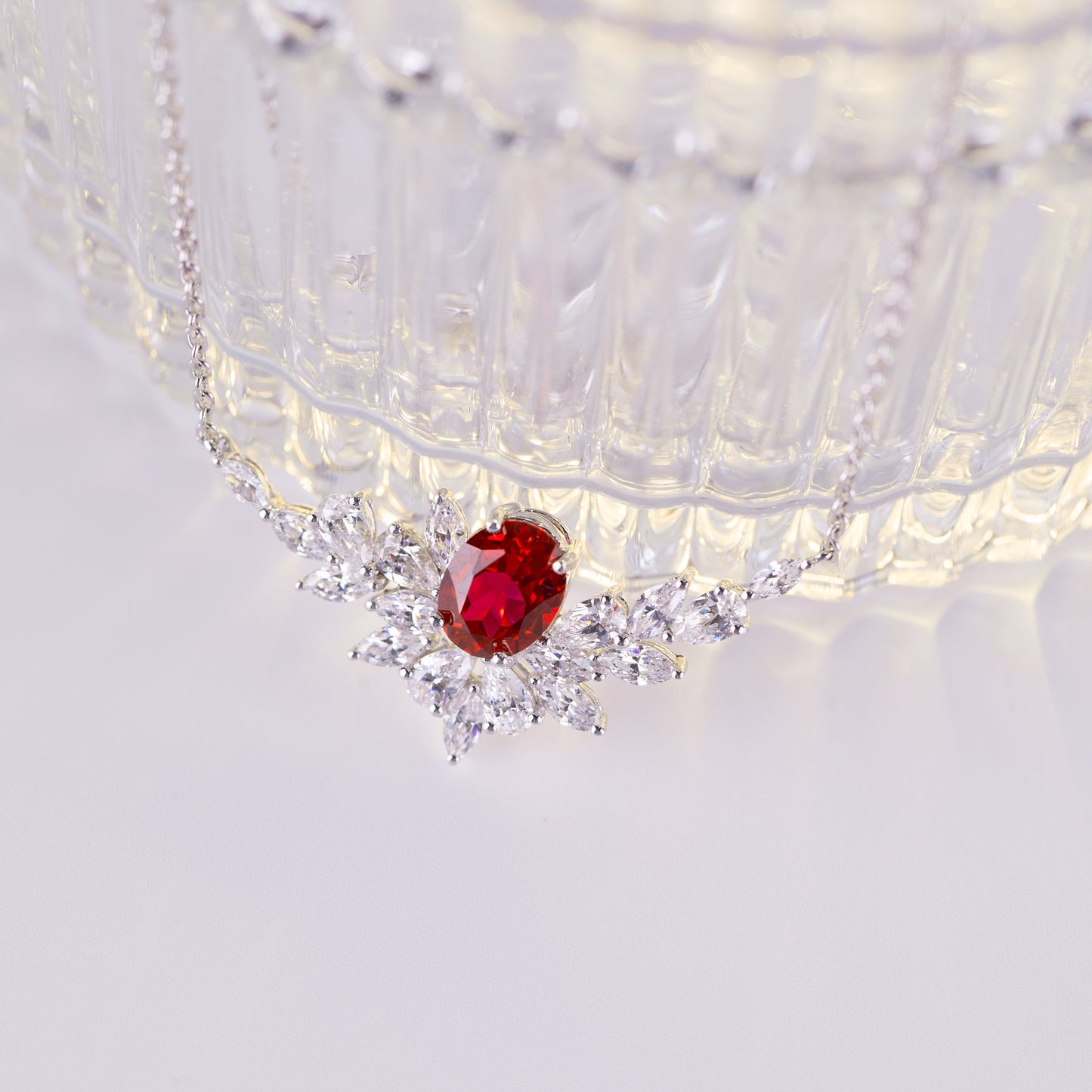 s925 sterling silver lab ruby/sapphire/emerald/paraiba/cobalt spinel & cz diamond necklace