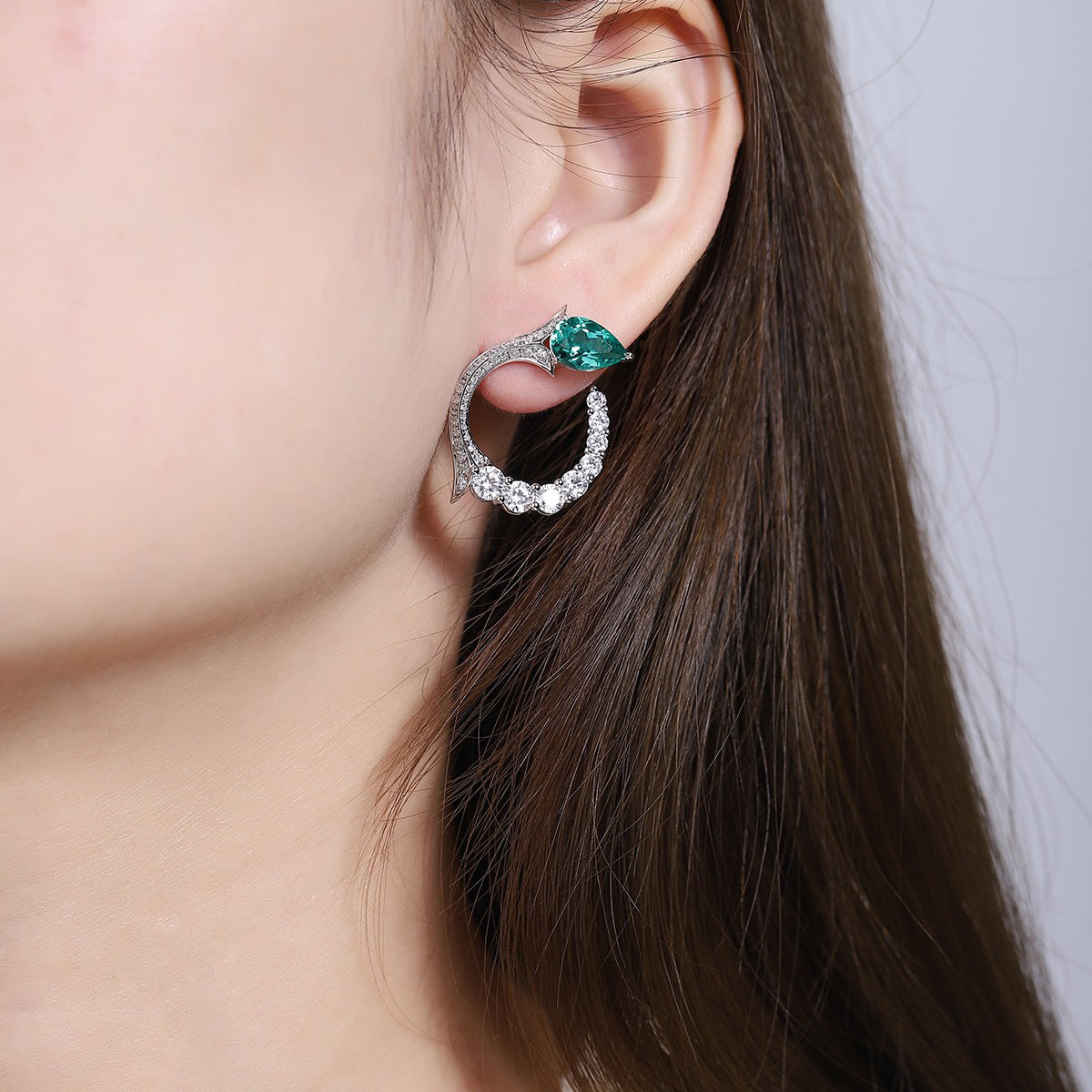 s925 sterling silver lab ruby/sapphire/paraiba/emerald & cz diamond earrings