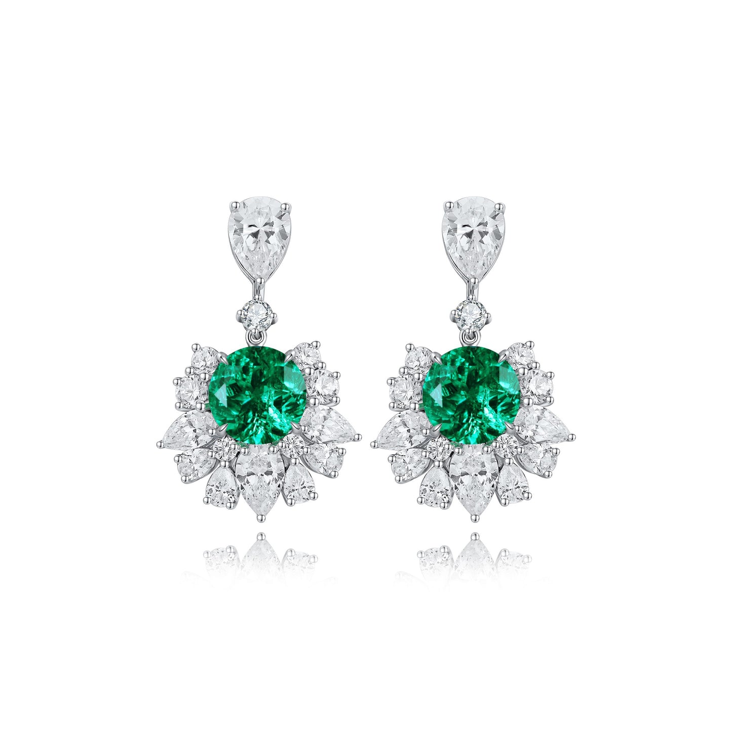 s925 sterling silver lab paraiba/ruby/sapphire/emerald/cobalt spinel & cz diamond earrings