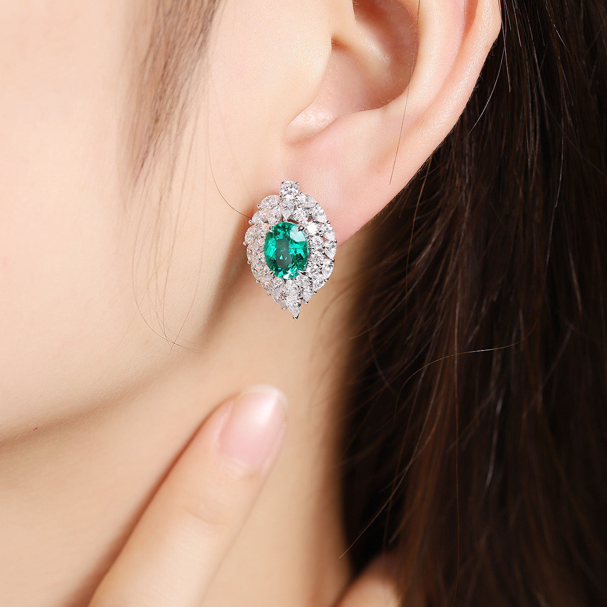 s925 sterling silver lab cobalt spinel/paraiba/ruby/emerald/sapphire & cz diamond earrings