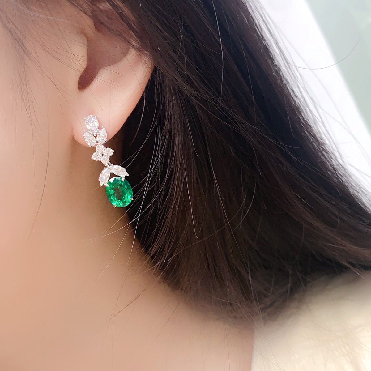 s925 sterling silver lab sapphire/emerald/ruby/paraiba/cobalt spinel & cz diamond earrings