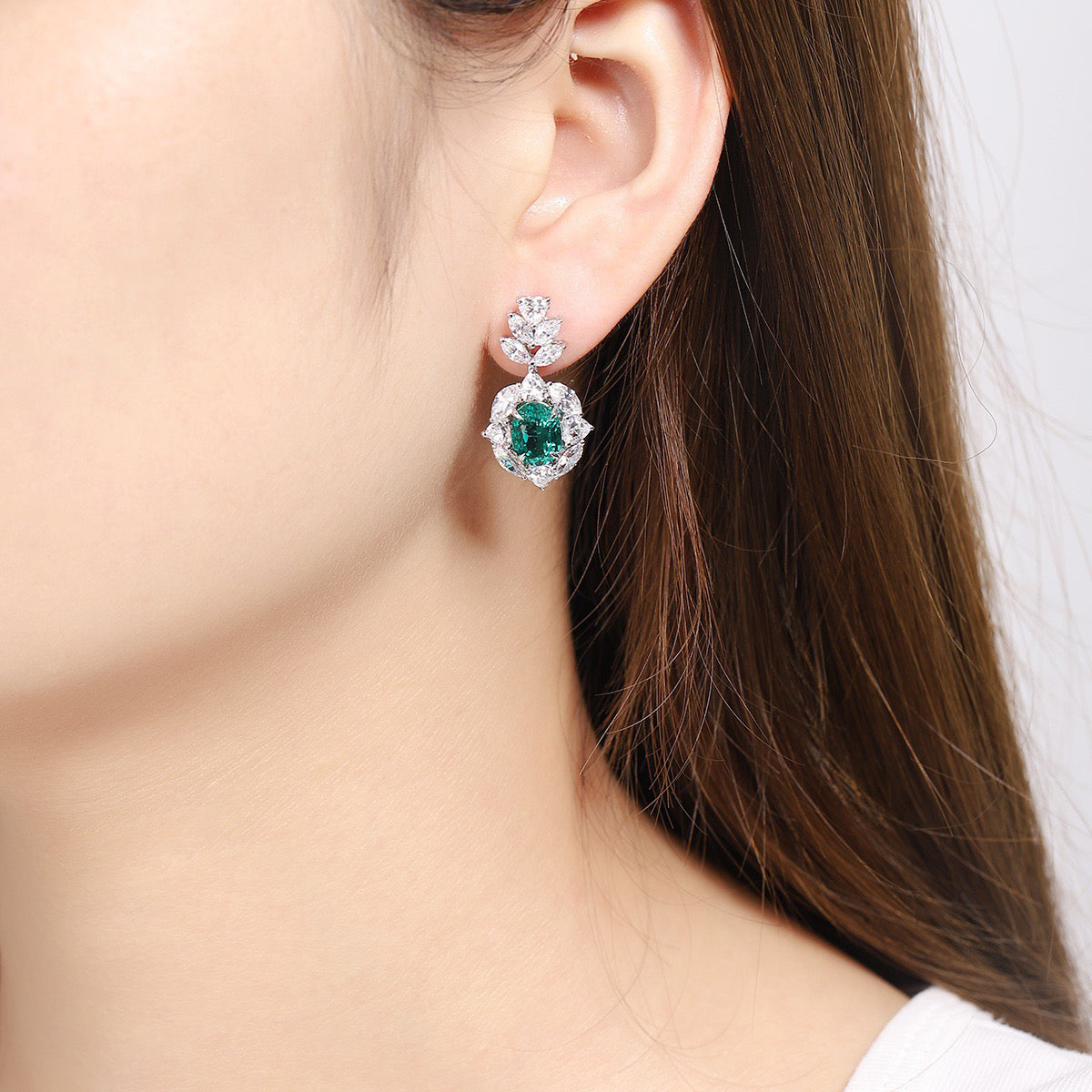 s925 sterling silver lab ruby/sapphire/emerald/paraiba/cobalt spinel & cz diamond earrings