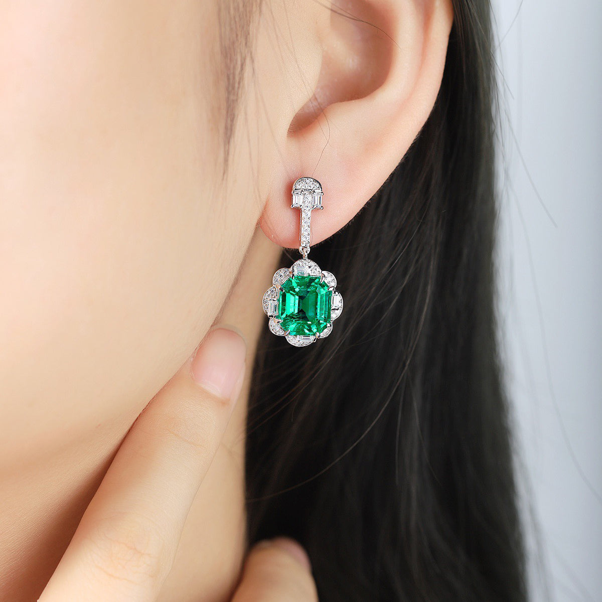 s925 sterling silver lab cobalt spinel/emerald/sapphire/ruby/paraiba & cz diamond earrings