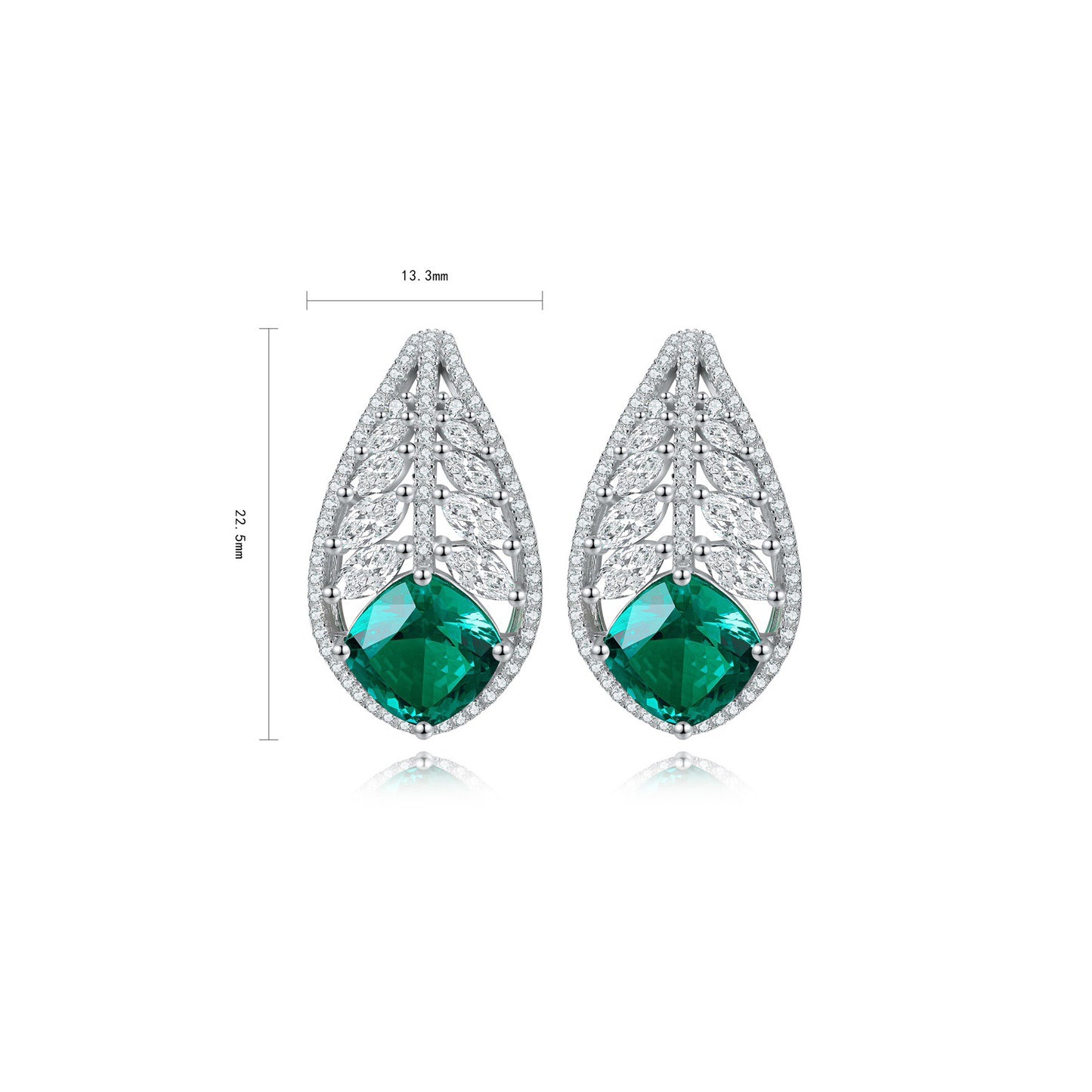 s925 sterling silver lab emerald/ruby/sapphire/paraiba/cobalt spinel & cz diamond earrings