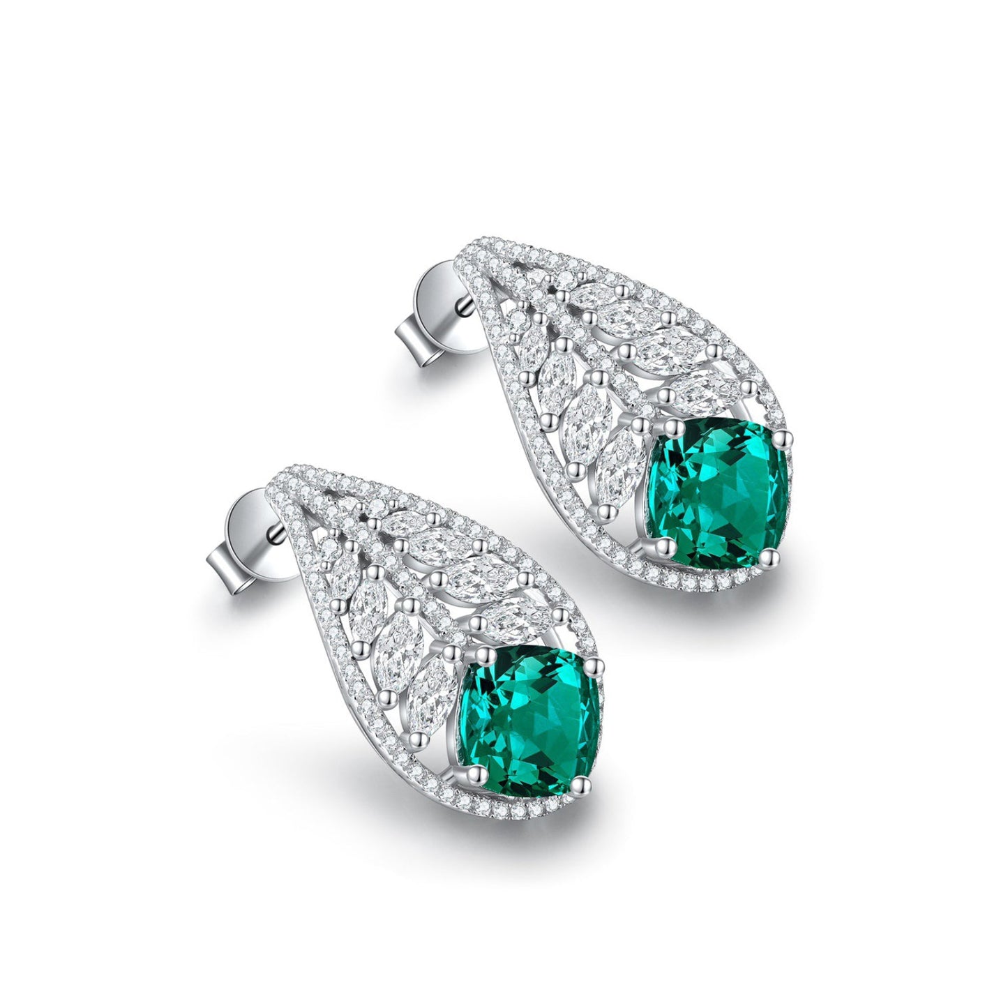 s925 sterling silver lab emerald/ruby/sapphire/paraiba/cobalt spinel & cz diamond earrings