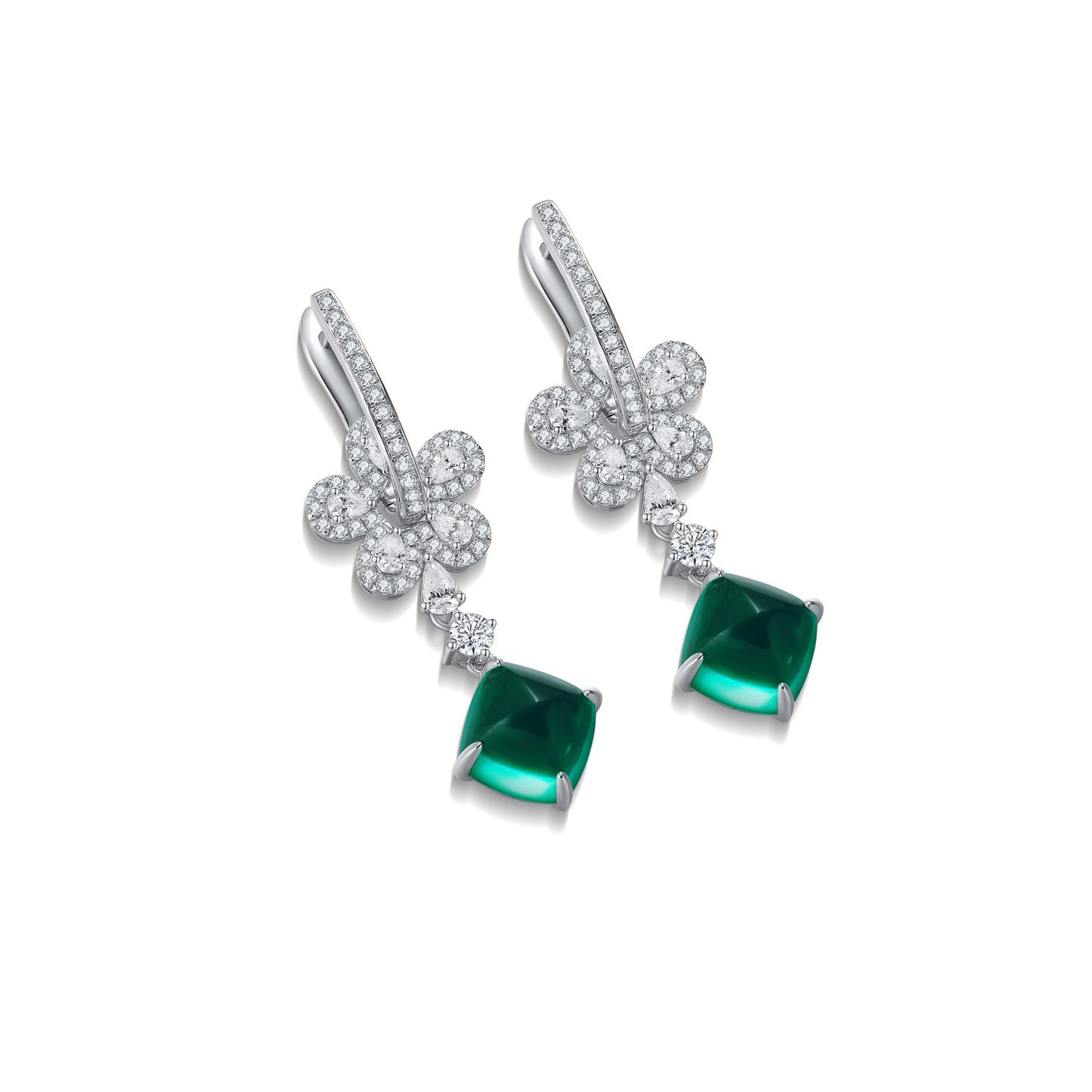 s925 sterling silver lab cobalt spinel/paraiba/ruby/sapphire/emerald & cz diamond earrings