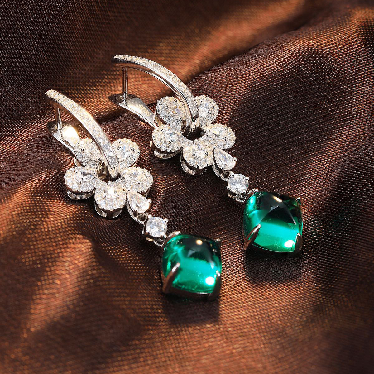 s925 sterling silver lab cobalt spinel/paraiba/ruby/sapphire/emerald & cz diamond earrings