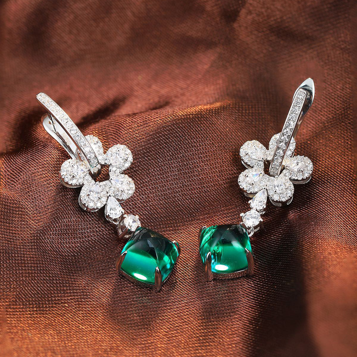 s925 sterling silver lab cobalt spinel/paraiba/ruby/sapphire/emerald & cz diamond earrings