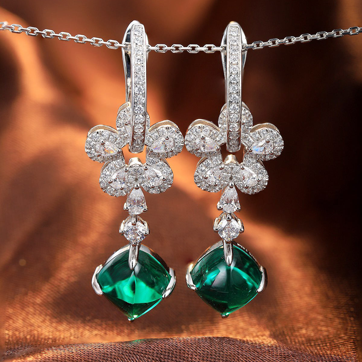 s925 sterling silver lab cobalt spinel/paraiba/ruby/sapphire/emerald & cz diamond earrings