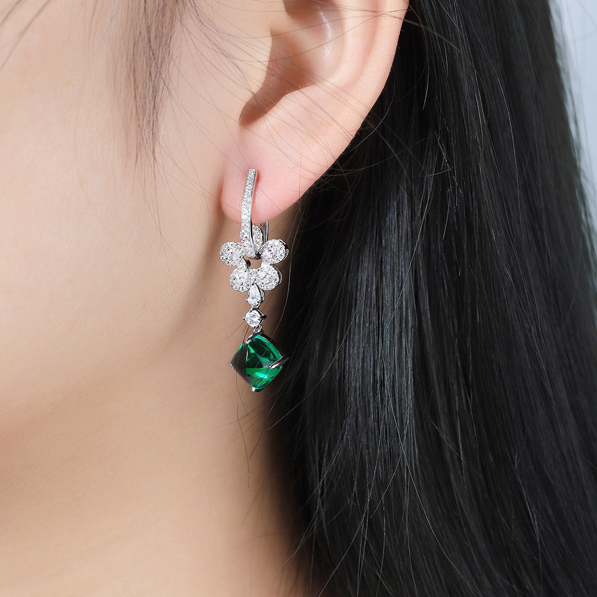 s925 sterling silver lab cobalt spinel/paraiba/ruby/sapphire/emerald & cz diamond earrings