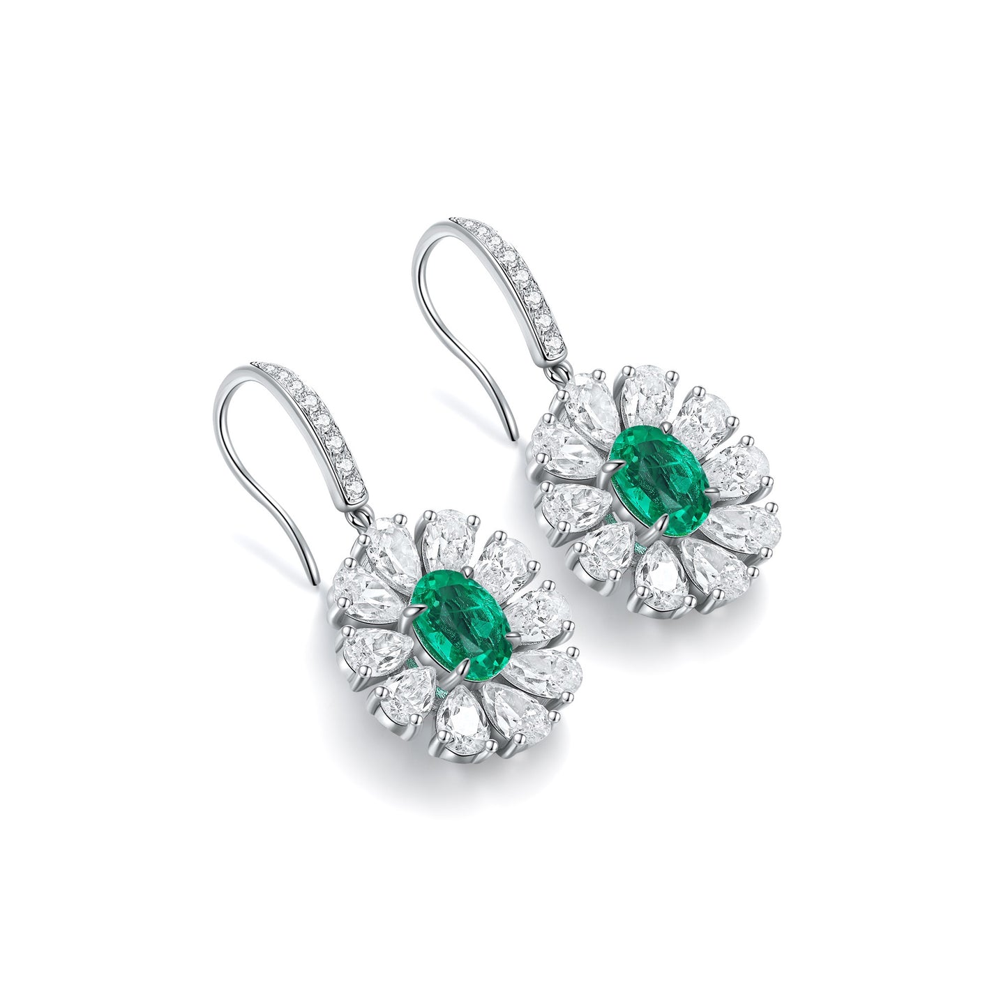 s925 sterling silver lab emerald/cobalt spinel/ruby/sapphire/paraiba & cz diamond earrings
