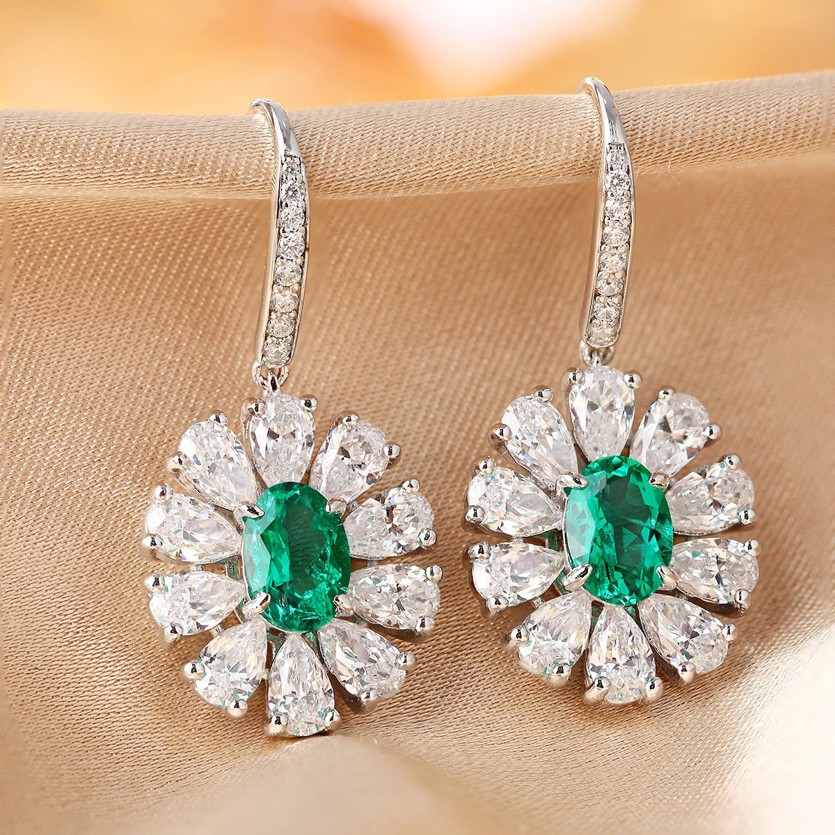s925 sterling silver lab emerald/cobalt spinel/ruby/sapphire/paraiba & cz diamond earrings