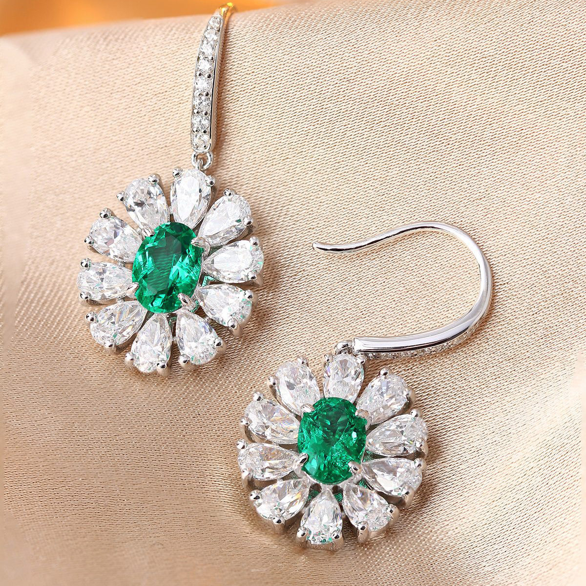 s925 sterling silver lab emerald/cobalt spinel/ruby/sapphire/paraiba & cz diamond earrings