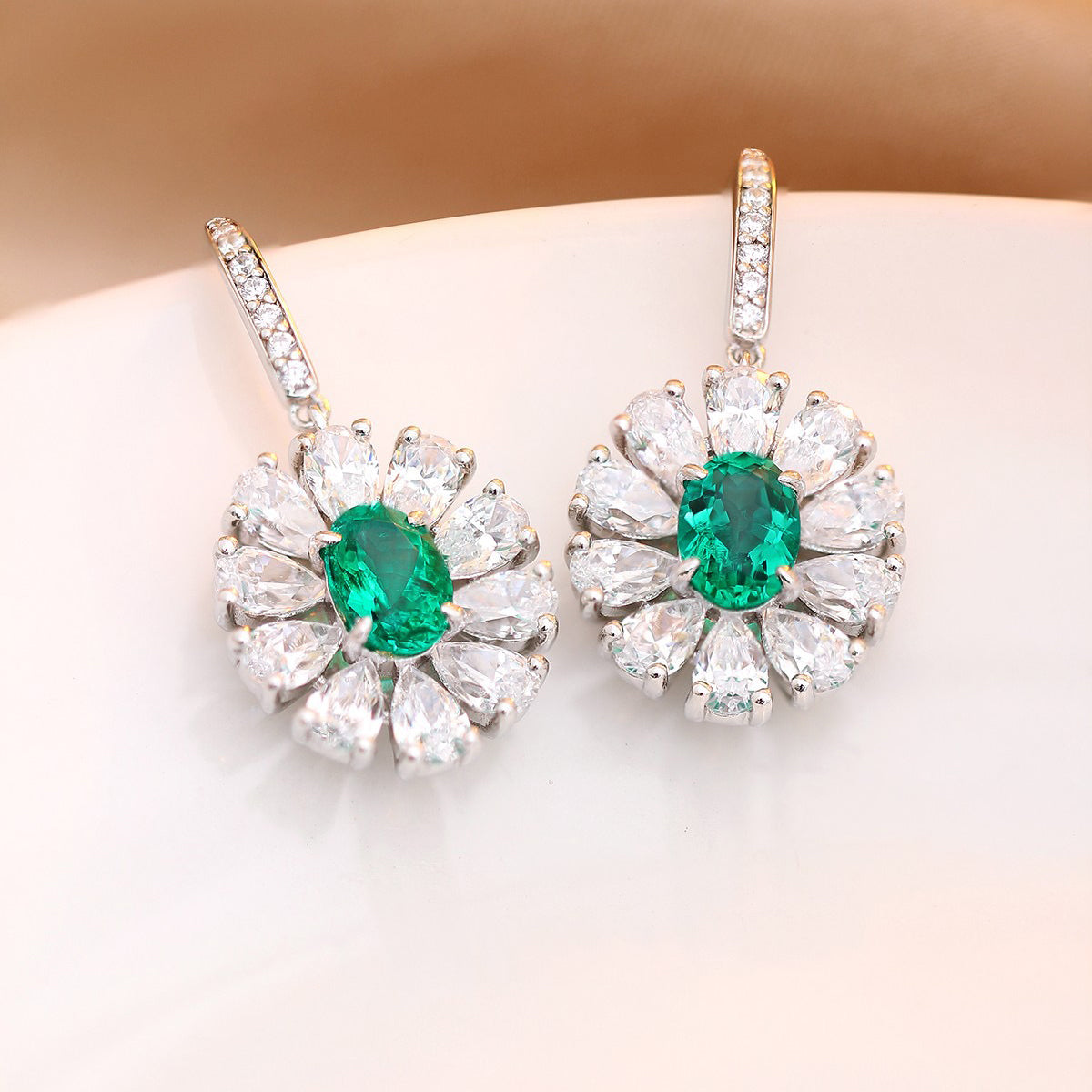 s925 sterling silver lab emerald/cobalt spinel/ruby/sapphire/paraiba & cz diamond earrings