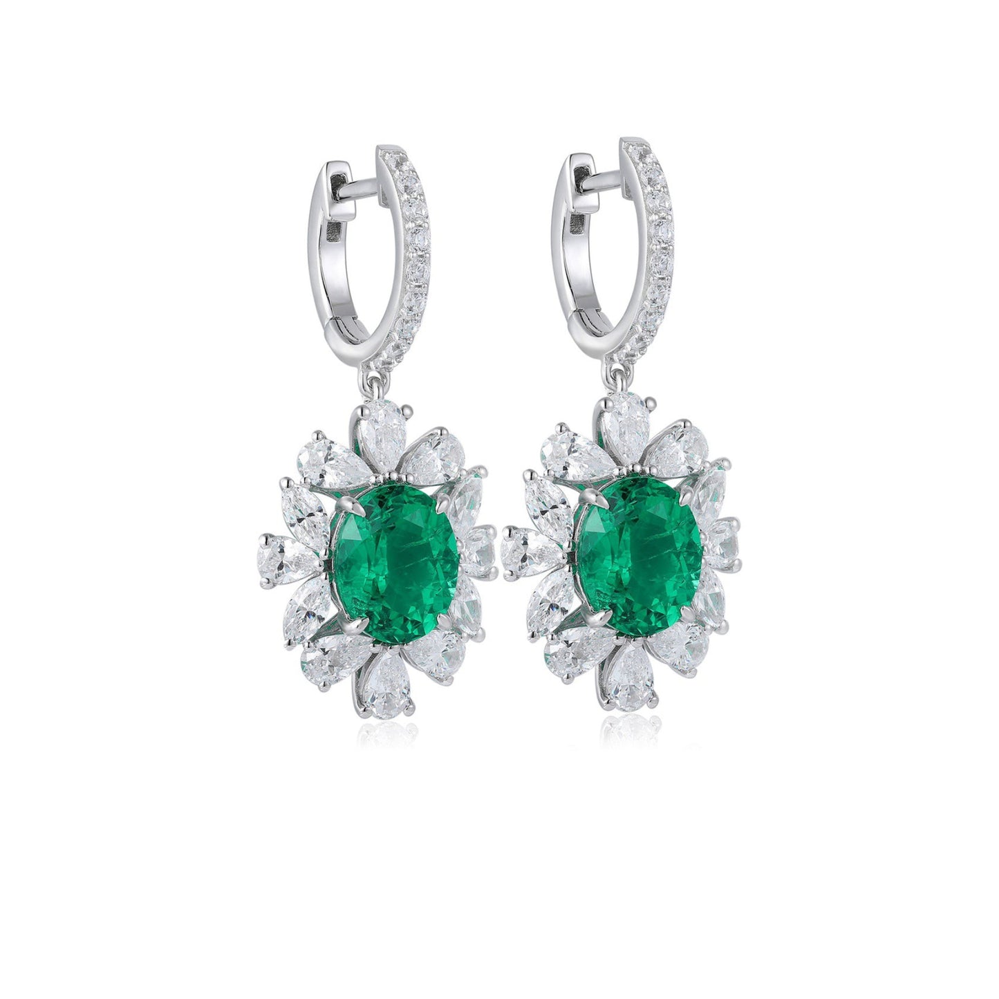 s925 sterling silver lab ruby/emerald/sapphire/cobalt spinel/paraiba & cz diamond earrings