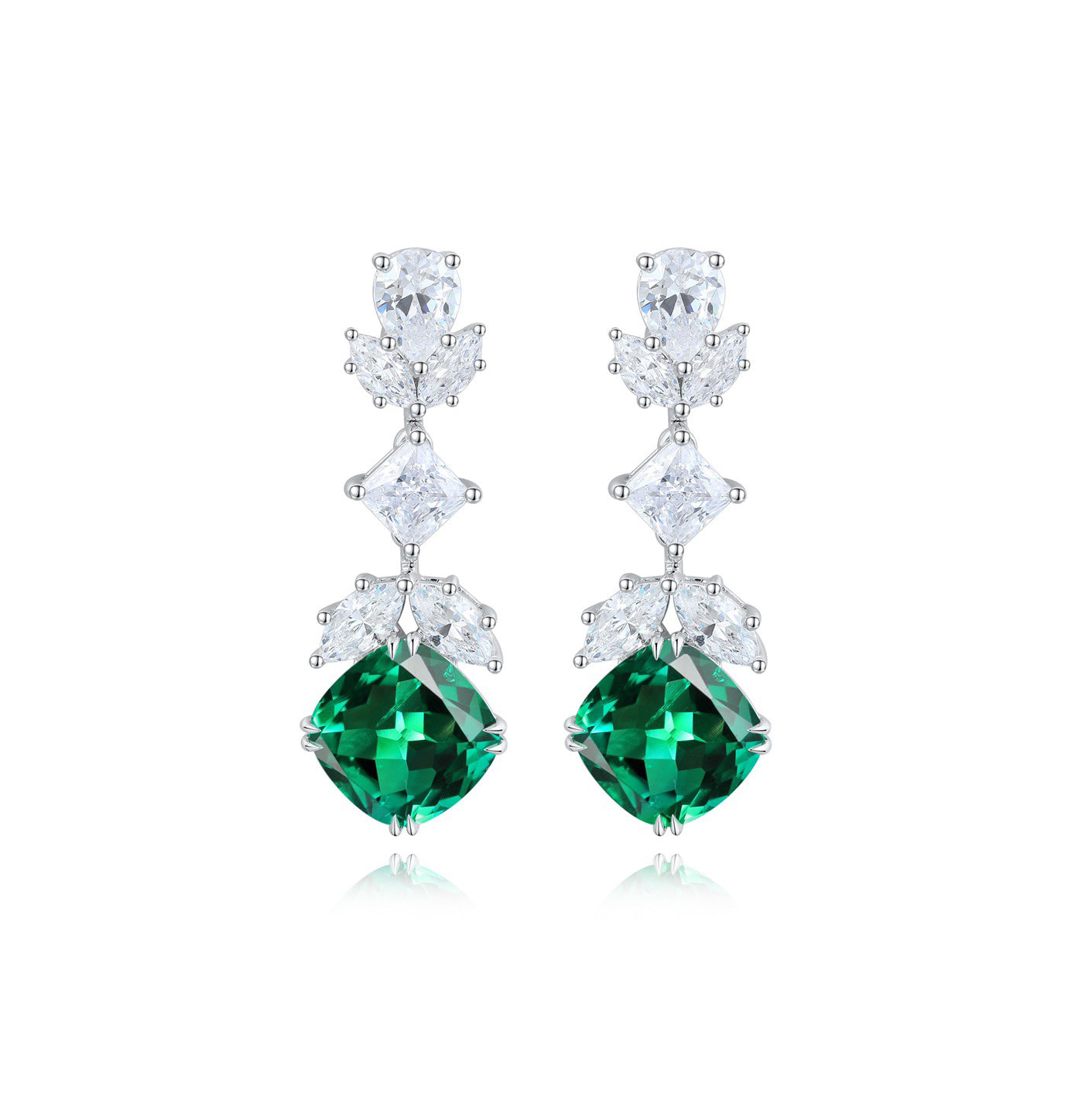 s925 sterling silver lab paraiba/ruby/sapphire/emerald/cobalt spinel & cz diamond earrings