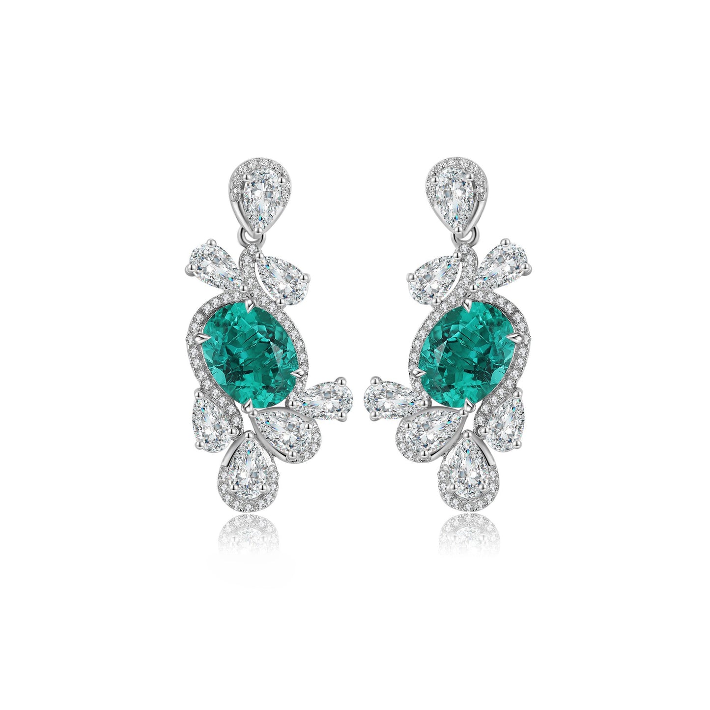 s925 sterling silver lab sapphire/ruby/emerald/paraiba/cobalt spinel & cz diamond earrings
