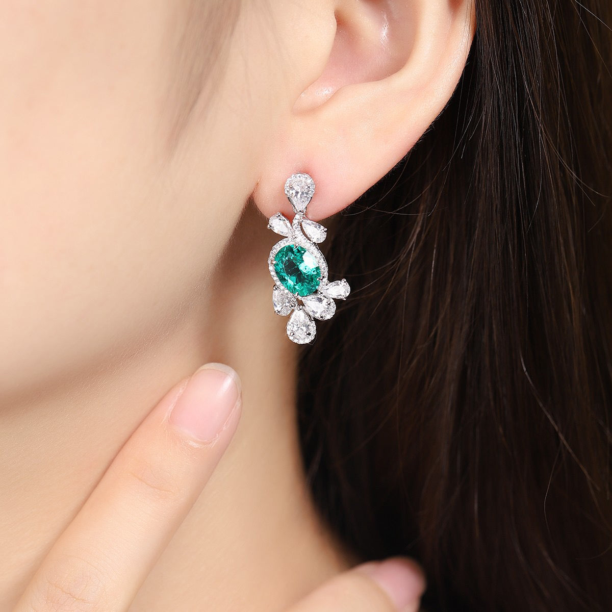 s925 sterling silver lab sapphire/ruby/emerald/paraiba/cobalt spinel & cz diamond earrings
