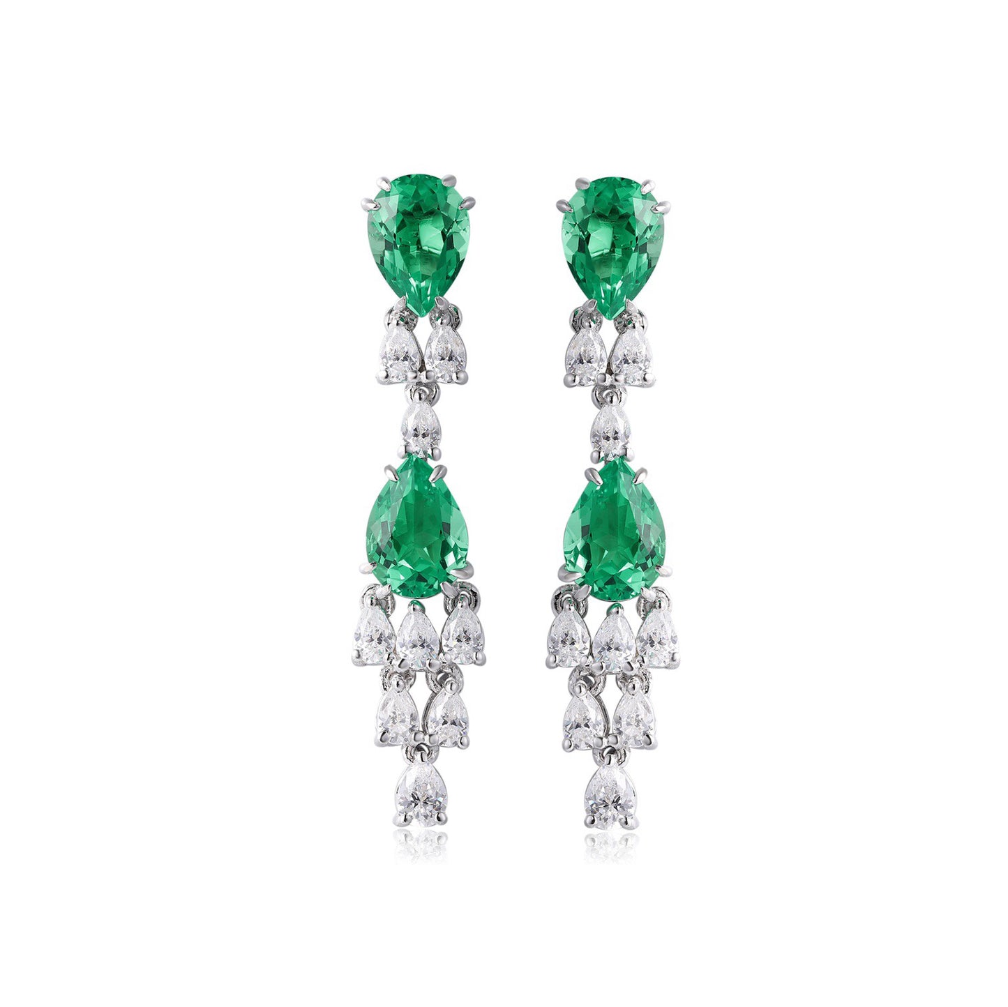 s925 sterling silver lab emerald/ruby/sapphire/paraiba/cobalt spinel & cz diamond earrings
