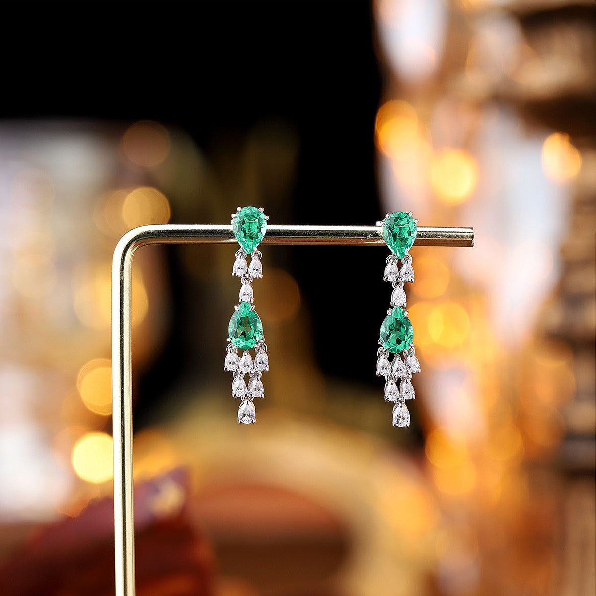 s925 sterling silver lab emerald/ruby/sapphire/paraiba/cobalt spinel & cz diamond earrings