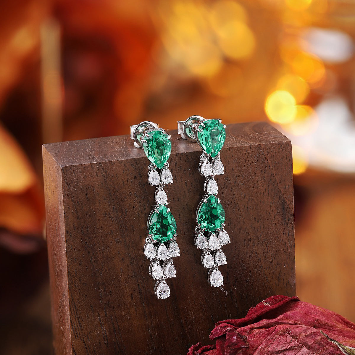 s925 sterling silver lab emerald/ruby/sapphire/paraiba/cobalt spinel & cz diamond earrings