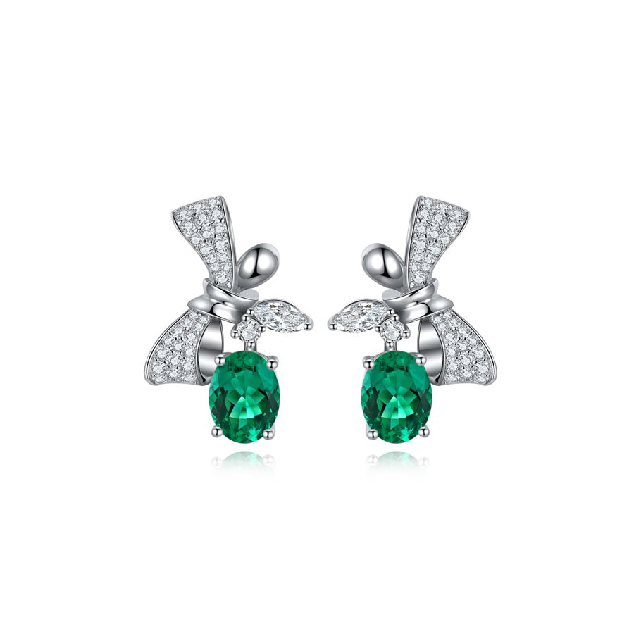 s925 sterling silver lab ruby/sapphire/emerald/paraiba/cobalt spinel & cz diamond earrings