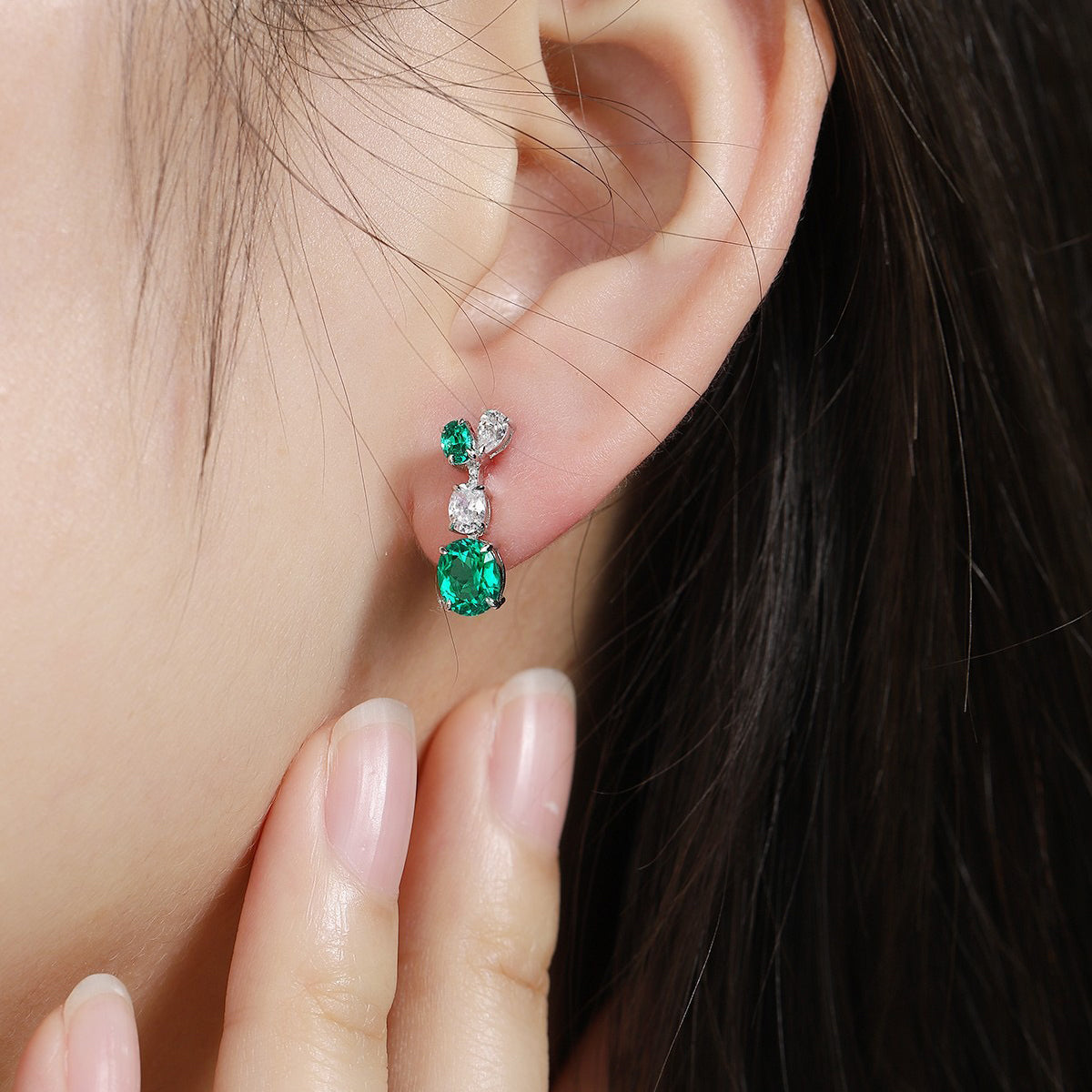 s925 sterling silver lab sapphire/ruby/emerald/paraiba/cobalt spinel & cz diamond earrings