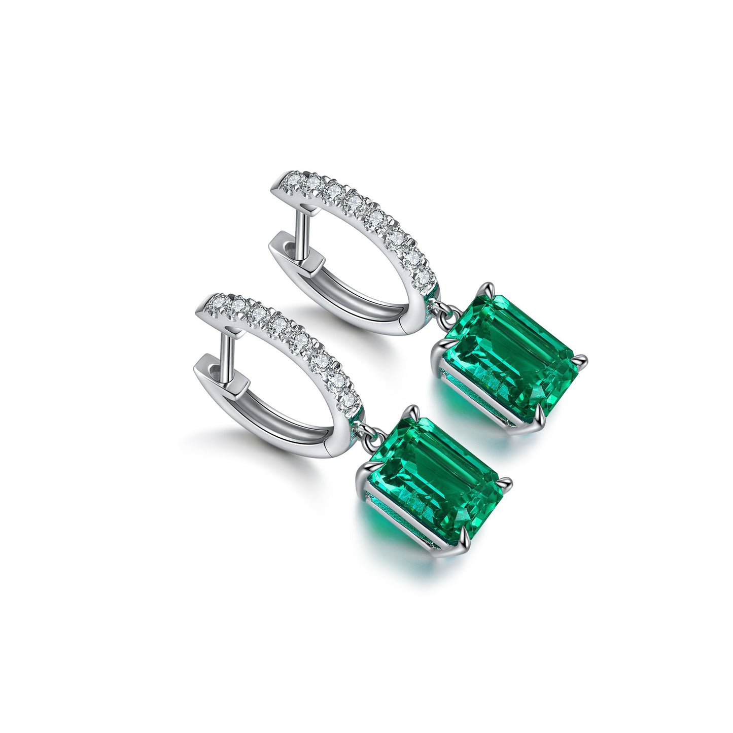 s925 sterling silver lab paraiba/ruby/sapphire/emerald/cobalt spinel & cz diamond earrings