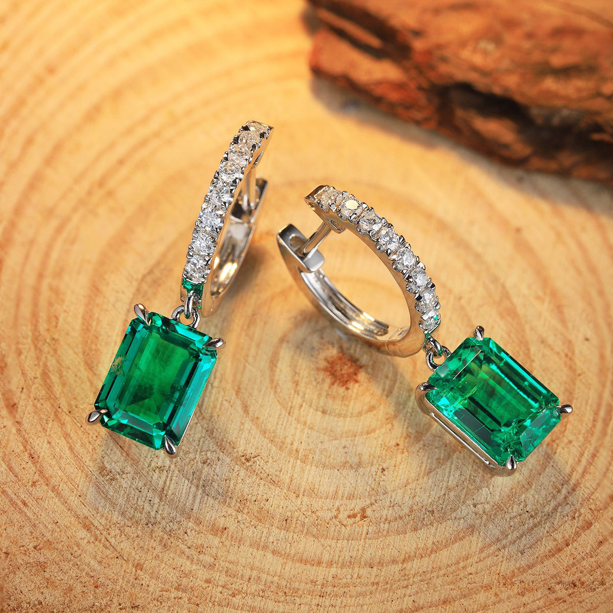 s925 sterling silver lab paraiba/ruby/sapphire/emerald/cobalt spinel & cz diamond earrings