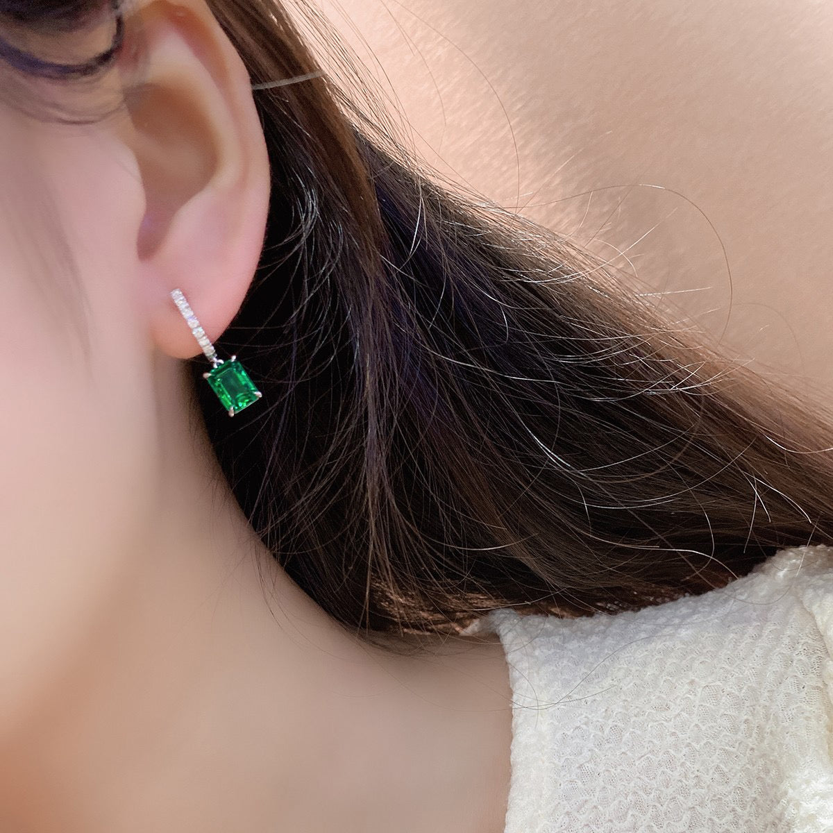s925 sterling silver lab paraiba/ruby/sapphire/emerald/cobalt spinel & cz diamond earrings