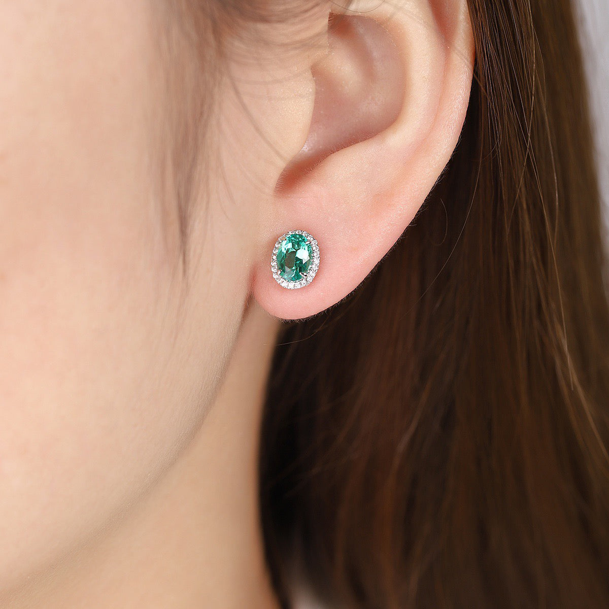 s925 sterling silver lab paraiba/ruby/sapphire/emerald & cz diamond stud earrings