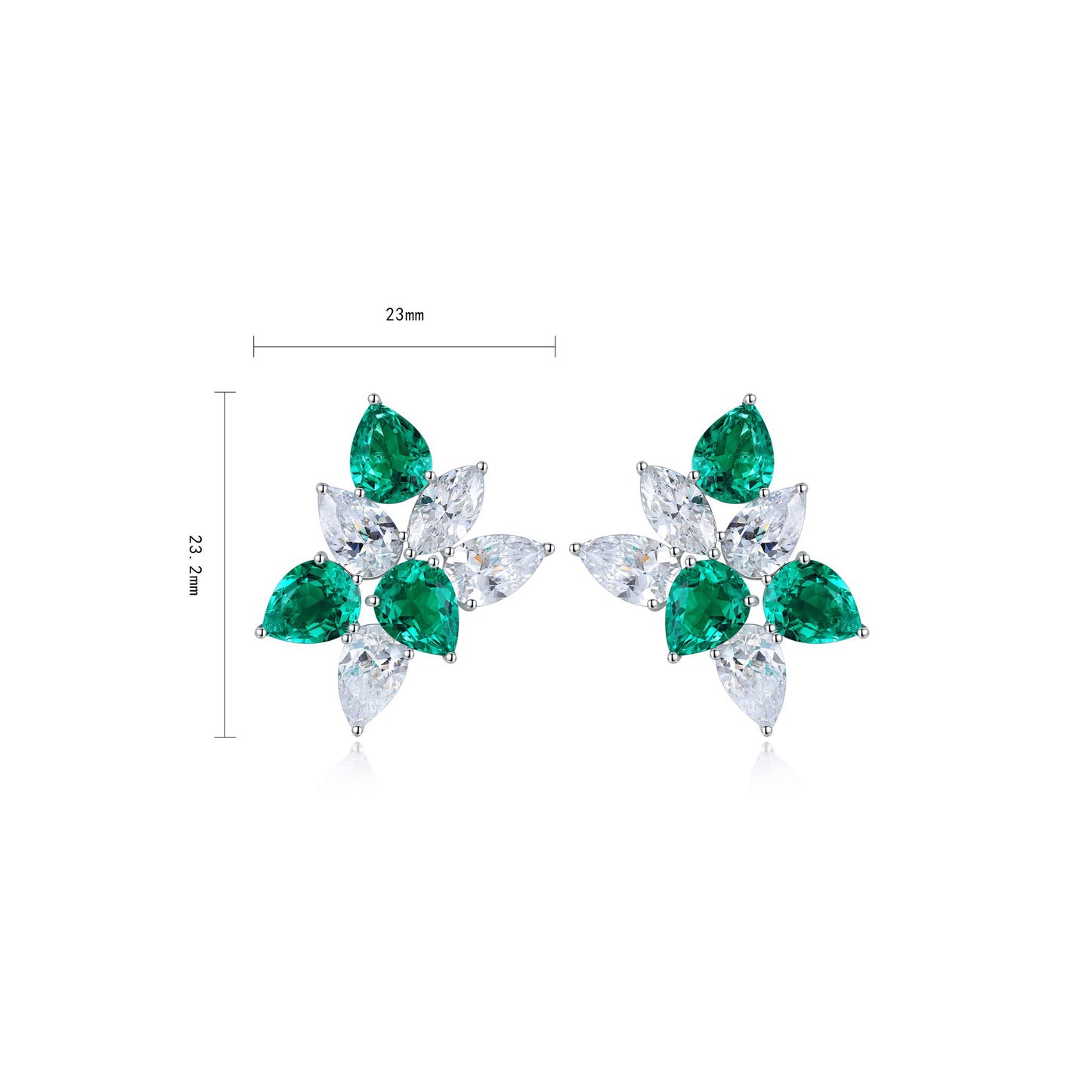 s925 sterling silver lab emerald/ruby/sapphire & cz diamond stud earrings
