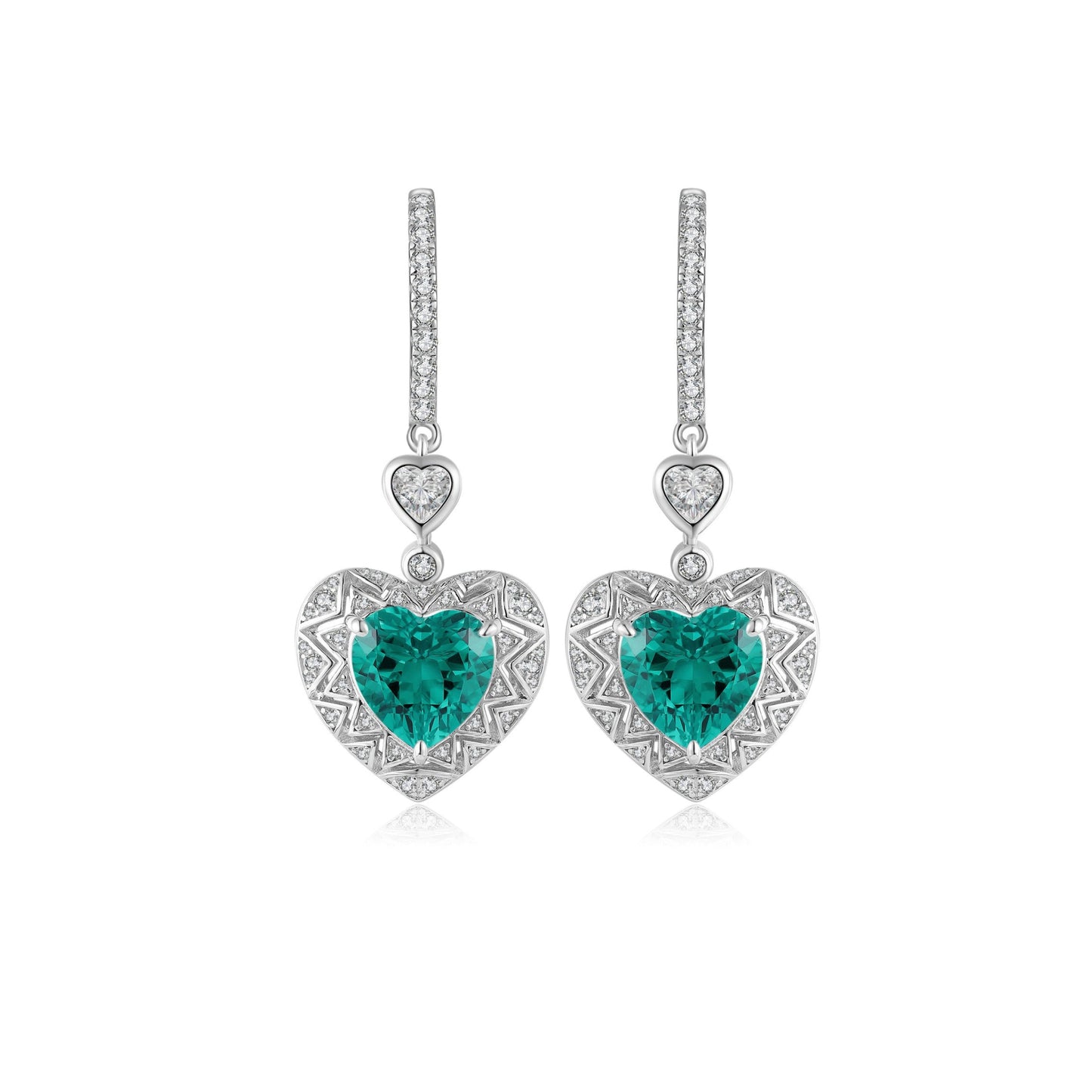 s925 sterling silver lab emerald/ruby/cobalt spinel & cz diamond earrings