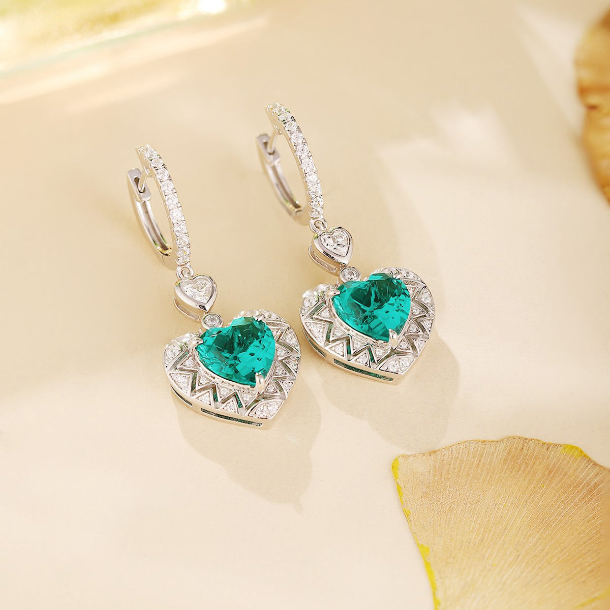 s925 sterling silver lab emerald/ruby/cobalt spinel & cz diamond earrings