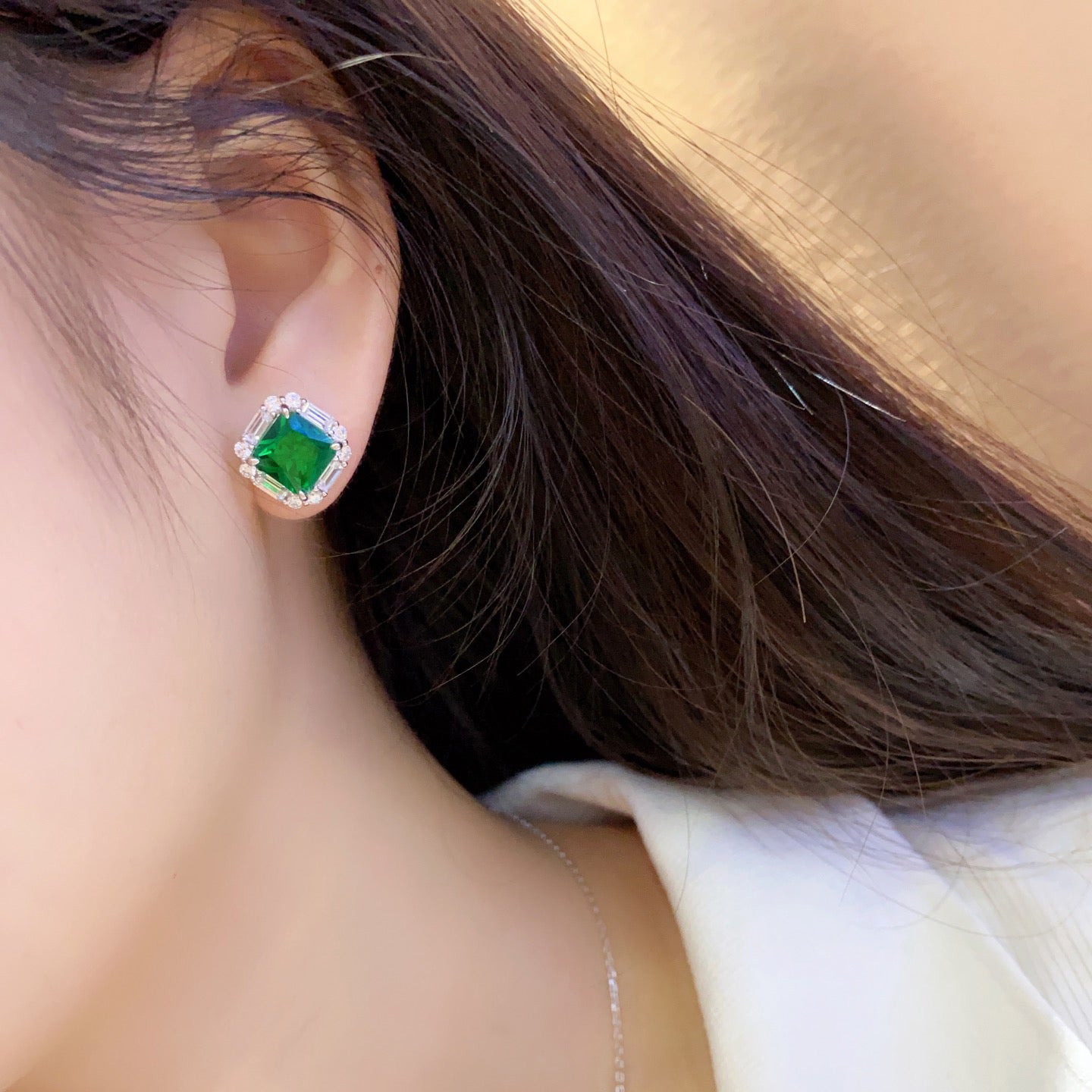 s925 sterling silver lab cobalt spinel/ruby/sapphire/emerald/paraiba & cz diamond stud earrings