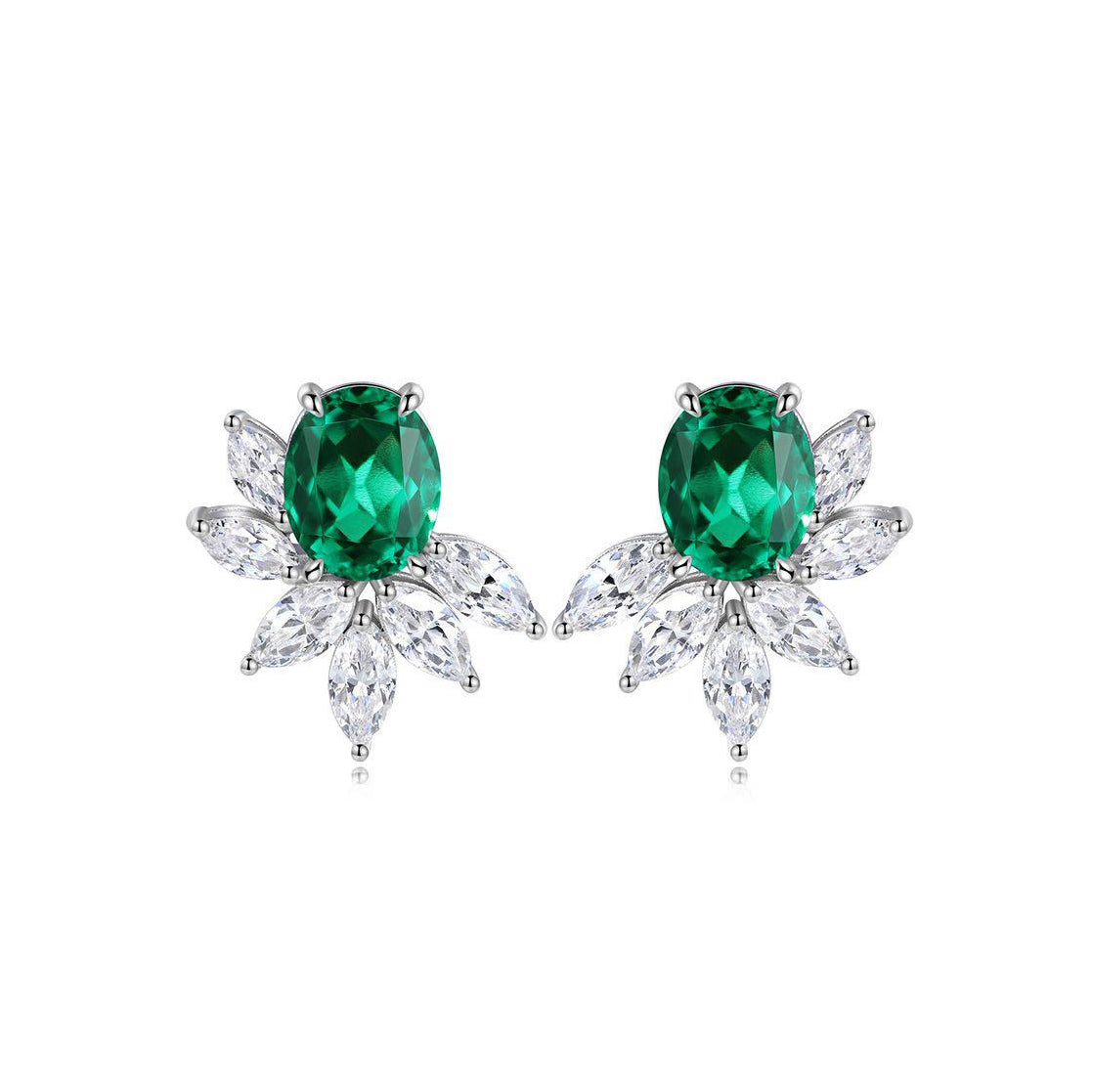 s925 sterling silver lab sapphire/ruby/emerald/paraiba & cz diamond stud earrings