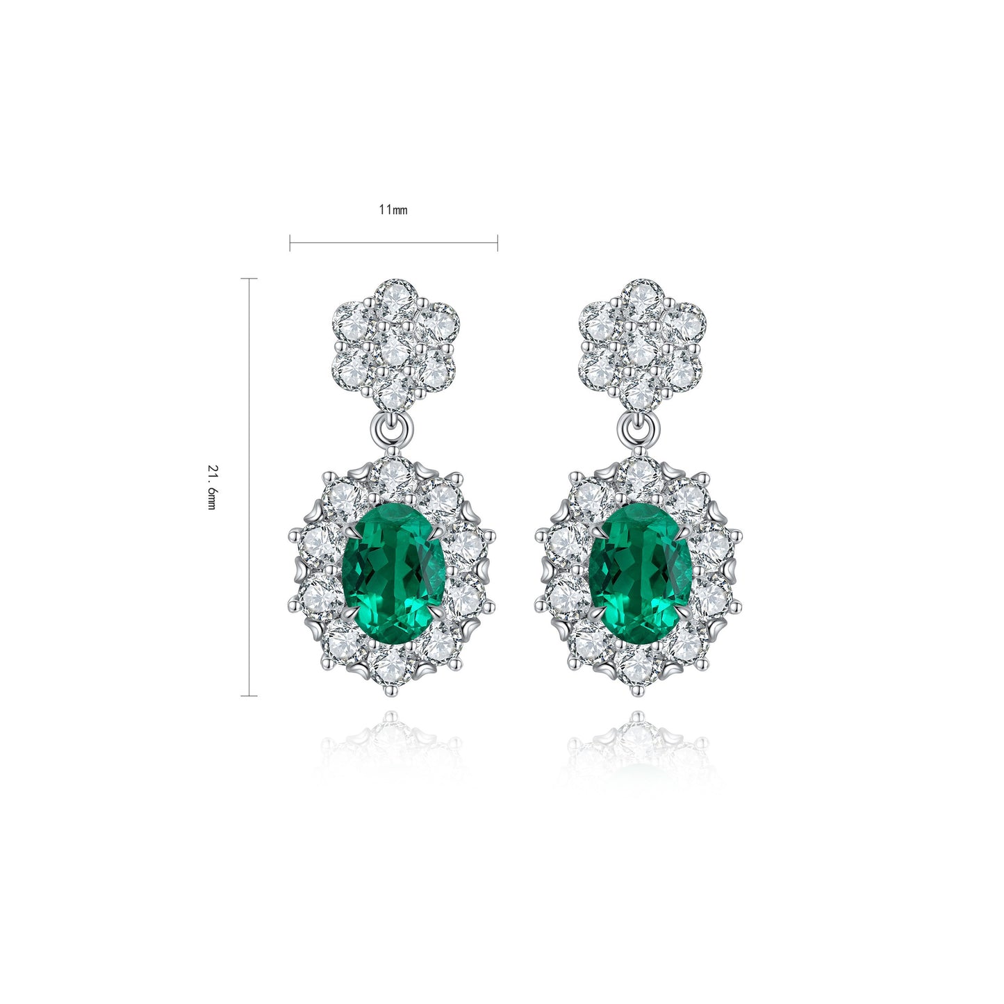 s925 sterling silver lab ruby/sapphire/emerald/paraiba & cz diamond earrings