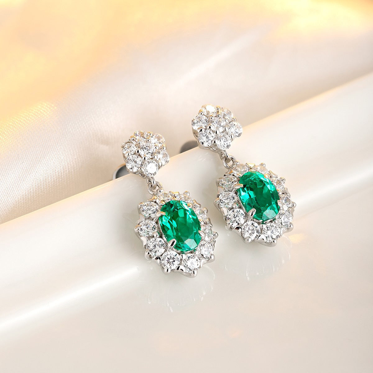 s925 sterling silver lab ruby/sapphire/emerald/paraiba & cz diamond earrings