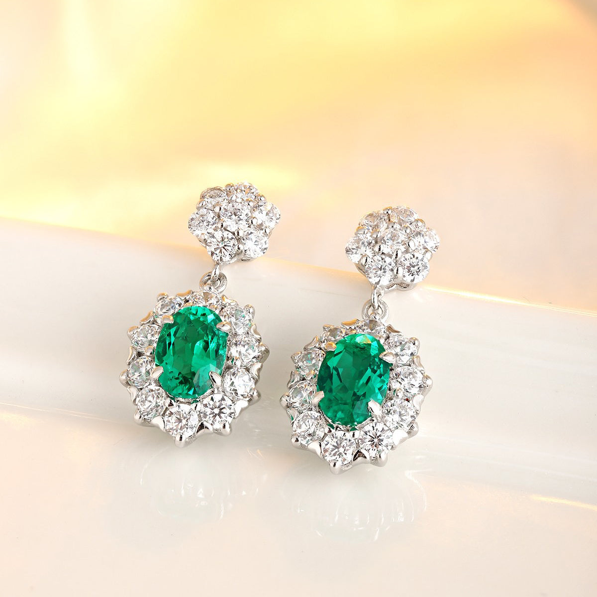 s925 sterling silver lab ruby/sapphire/emerald/paraiba & cz diamond earrings