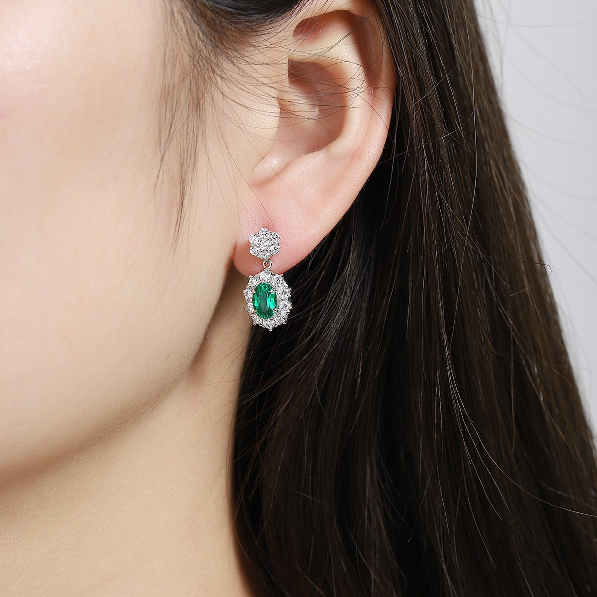 s925 sterling silver lab ruby/sapphire/emerald/paraiba & cz diamond earrings