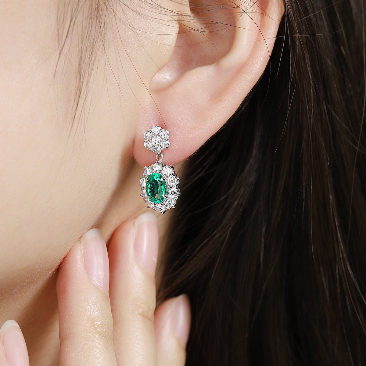 s925 sterling silver lab ruby/sapphire/emerald/paraiba & cz diamond earrings