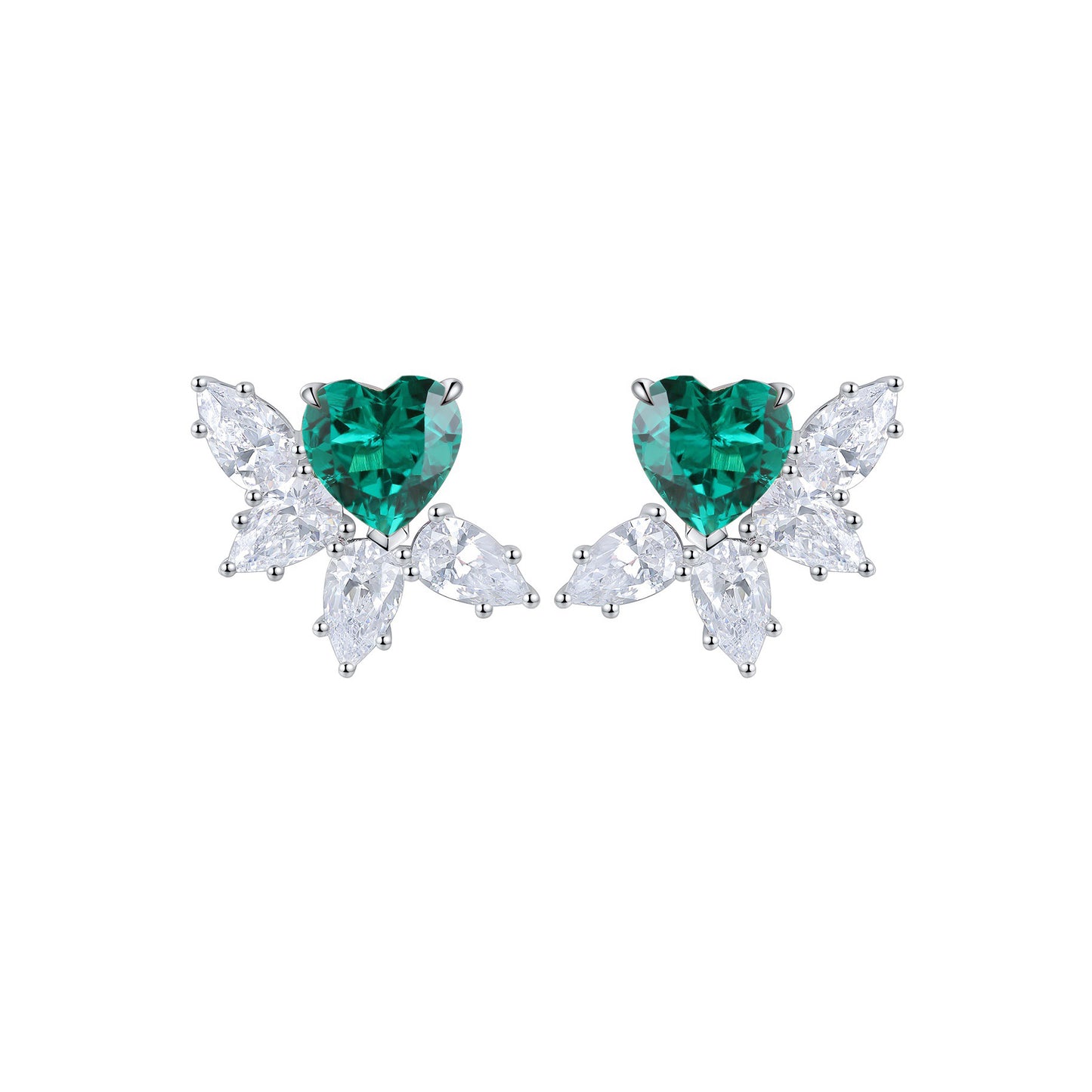 925 sterling silver lab ruby/sapphire/emerald/paraiba/coblat spinel & cz diamond stud earrings
