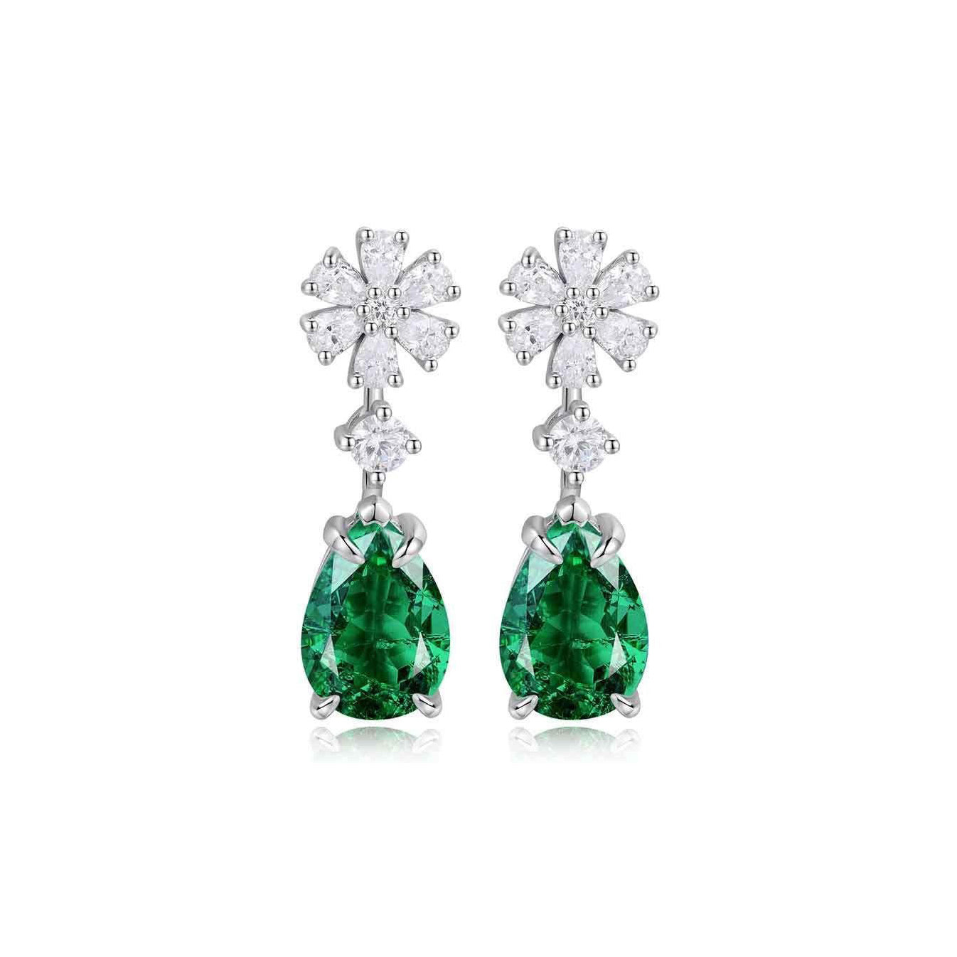 s925 sterling silver lab ruby/sapphire/emerald/paraiba & cz diamond earrings