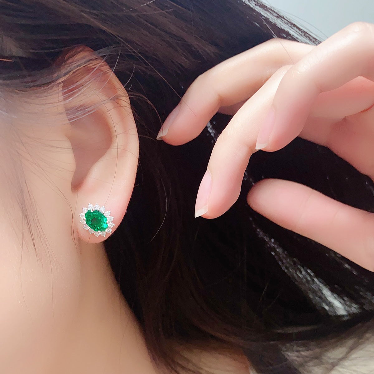 s925 sterling silver lab ruby/sapphire/emerald/paraiba/cobalt spinel & cz diamond stud earrings